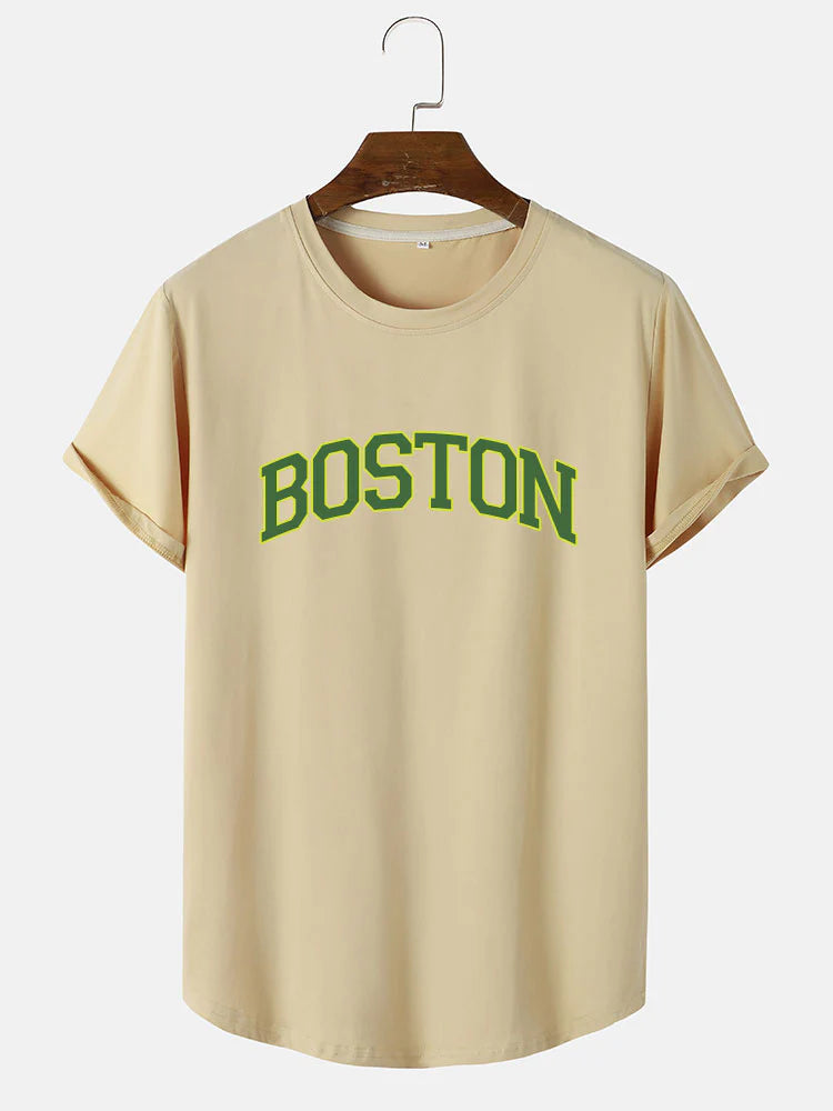 Boston Green Print T-Shirt-Vacay Outfit