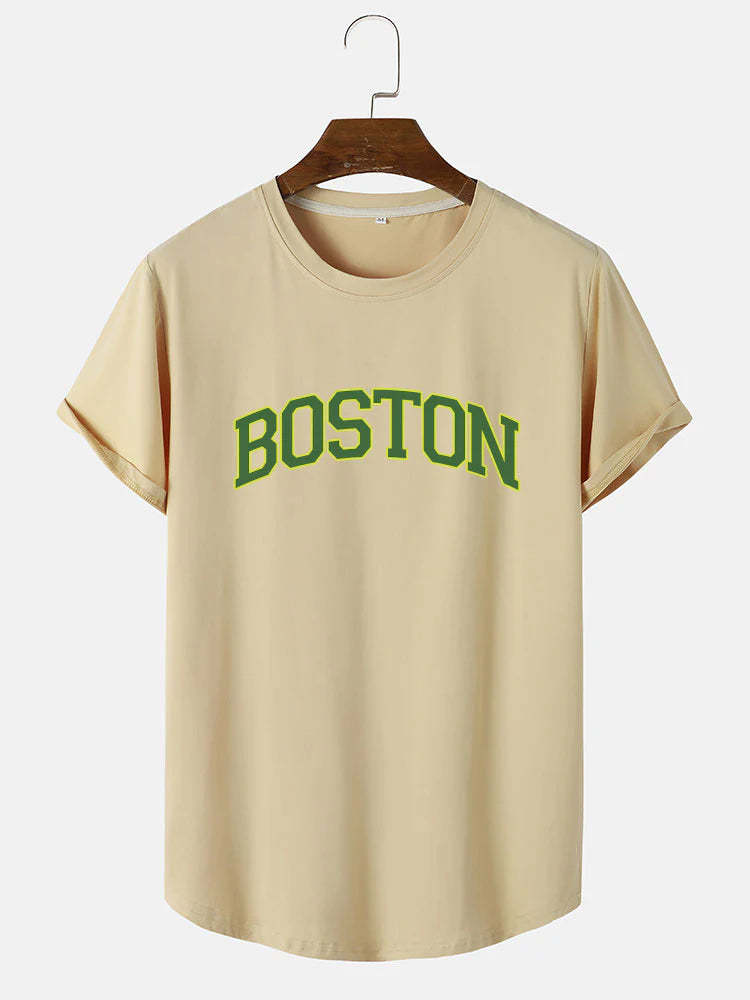 Boston Green Print T-Shirt-Vacay Outfit