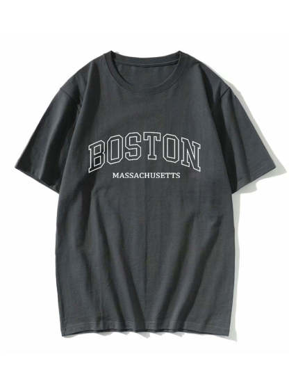 Boston Print Oversize T-Shirt-Vacay Outfit
