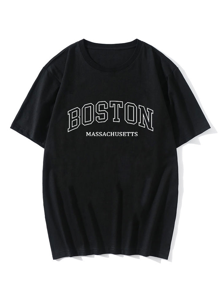 Boston Print Oversize T-Shirt-Vacay Outfit