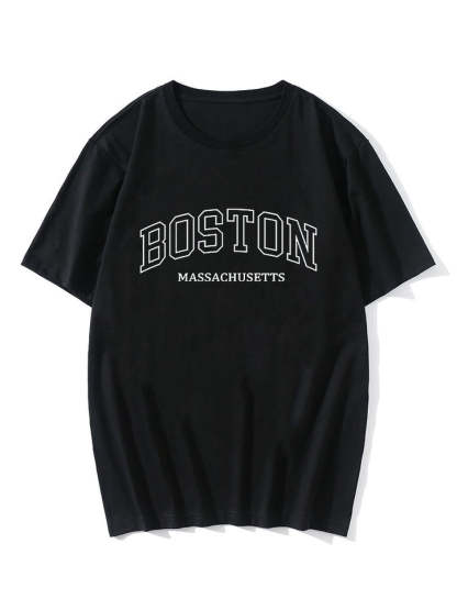 Boston Print Oversize T-Shirt-Vacay Outfit