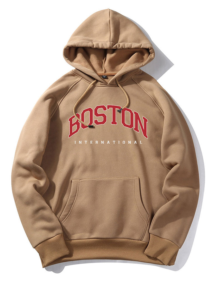 Boston Letter Print Hoodie-Vacay Outfit