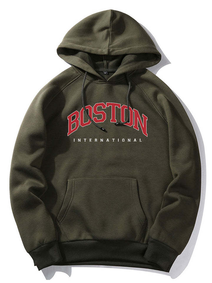 Boston Letter Print Hoodie-Vacay Outfit