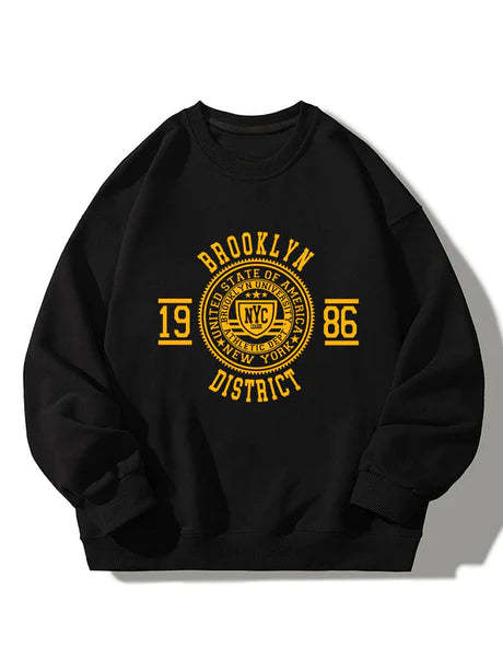 Brooklyn Varsity Print Sweatshirt-Vacay Outfit