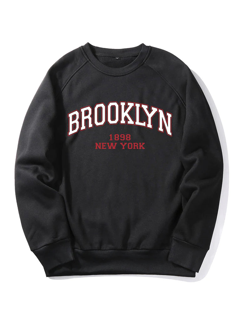 Brooklyn Letter Print Raglan Sleeve Sweatshirt-Vacay Outfit