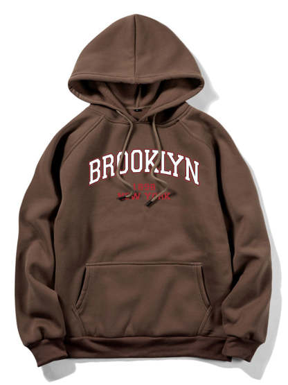 Brooklyn Letter Print Raglan Sleeve Hoodie-Vacay Outfit