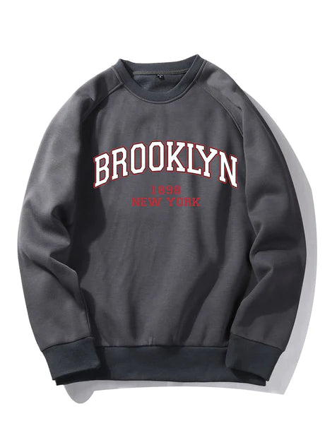 Brooklyn Letter Print Raglan Sleeve Sweatshirt-Vacay Outfit