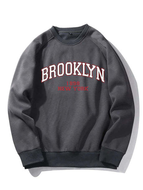 Brooklyn Letter Print Raglan Sleeve Sweatshirt-Vacay Outfit