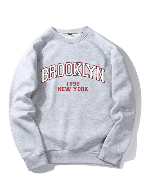 Brooklyn Letter Print Raglan Sleeve Sweatshirt-Vacay Outfit