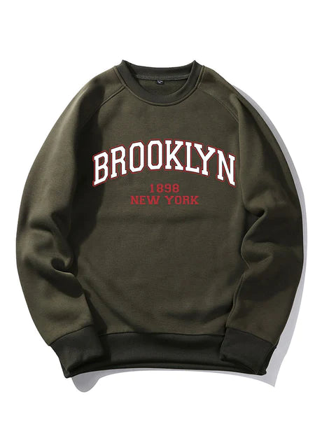 Brooklyn Letter Print Raglan Sleeve Sweatshirt-Vacay Outfit