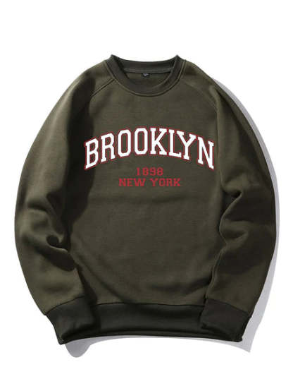 Brooklyn Letter Print Raglan Sleeve Sweatshirt-Vacay Outfit