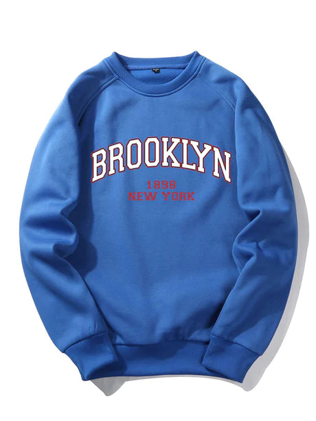 Brooklyn Letter Print Raglan Sleeve Sweatshirt-Vacay Outfit