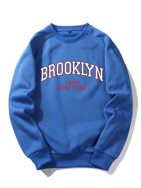 Brooklyn Letter Print Raglan Sleeve Sweatshirt-Vacay Outfit