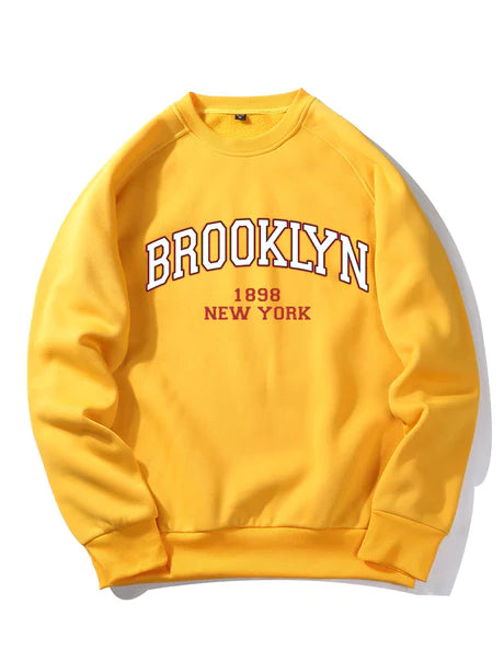 Brooklyn Letter Print Raglan Sleeve Sweatshirt-Vacay Outfit