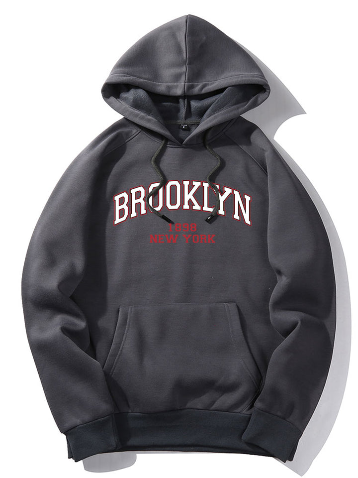 Brooklyn Letter Print Raglan Sleeve Hoodie-Vacay Outfit
