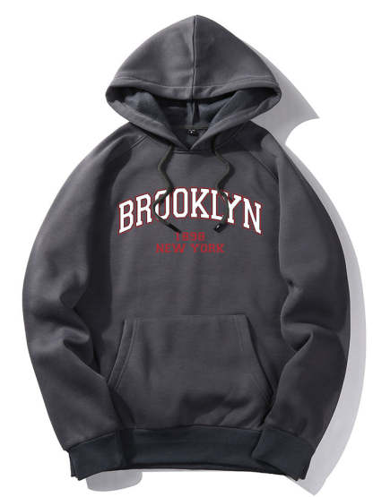 Brooklyn Letter Print Raglan Sleeve Hoodie-Vacay Outfit