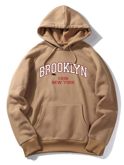 Brooklyn Letter Print Raglan Sleeve Hoodie-Vacay Outfit