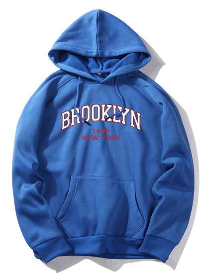 Brooklyn Letter Print Raglan Sleeve Hoodie-Vacay Outfit