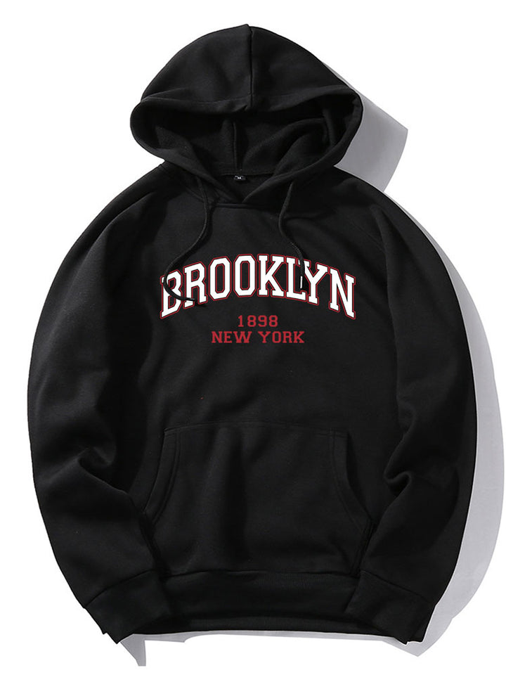 Brooklyn Letter Print Raglan Sleeve Hoodie-Vacay Outfit