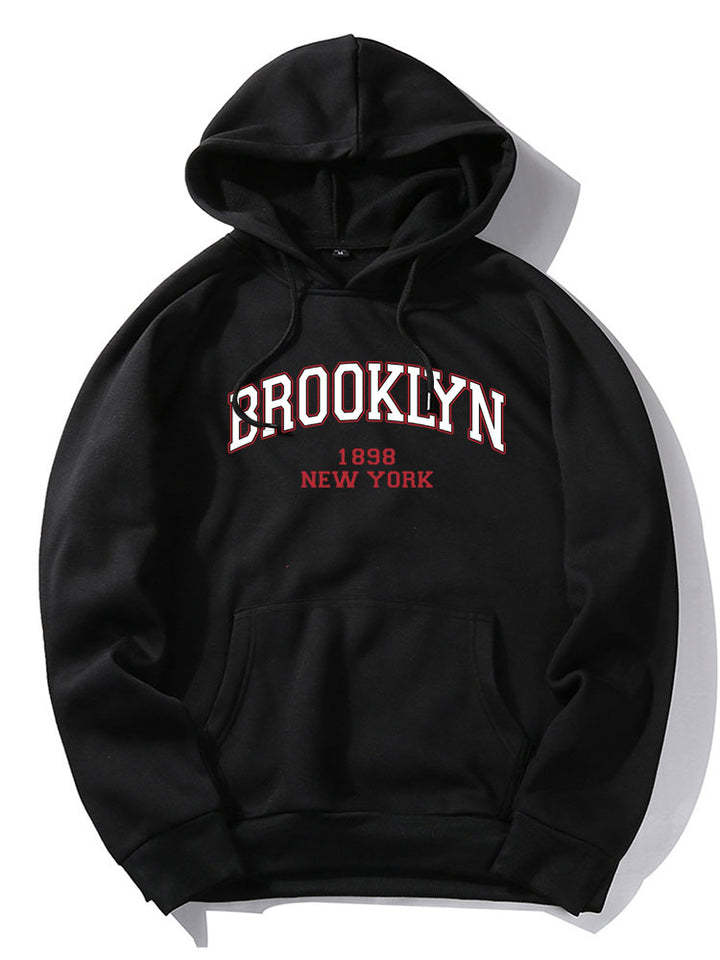 Brooklyn Letter Print Raglan Sleeve Hoodie-Vacay Outfit