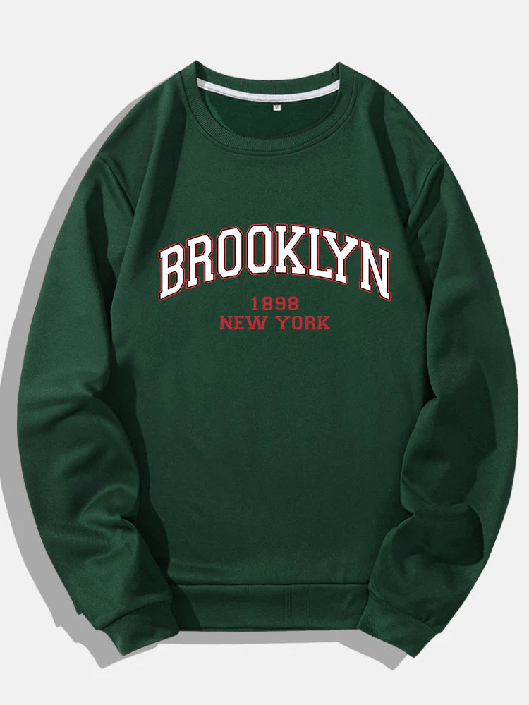 Brooklyn Print Crew Neck Sweatshirt-Vacay Outfit