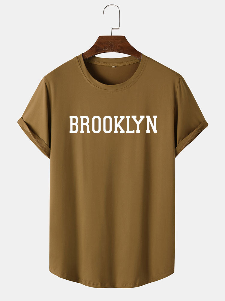 Brooklyn Letter Print T-Shirt-Vacay Outfit