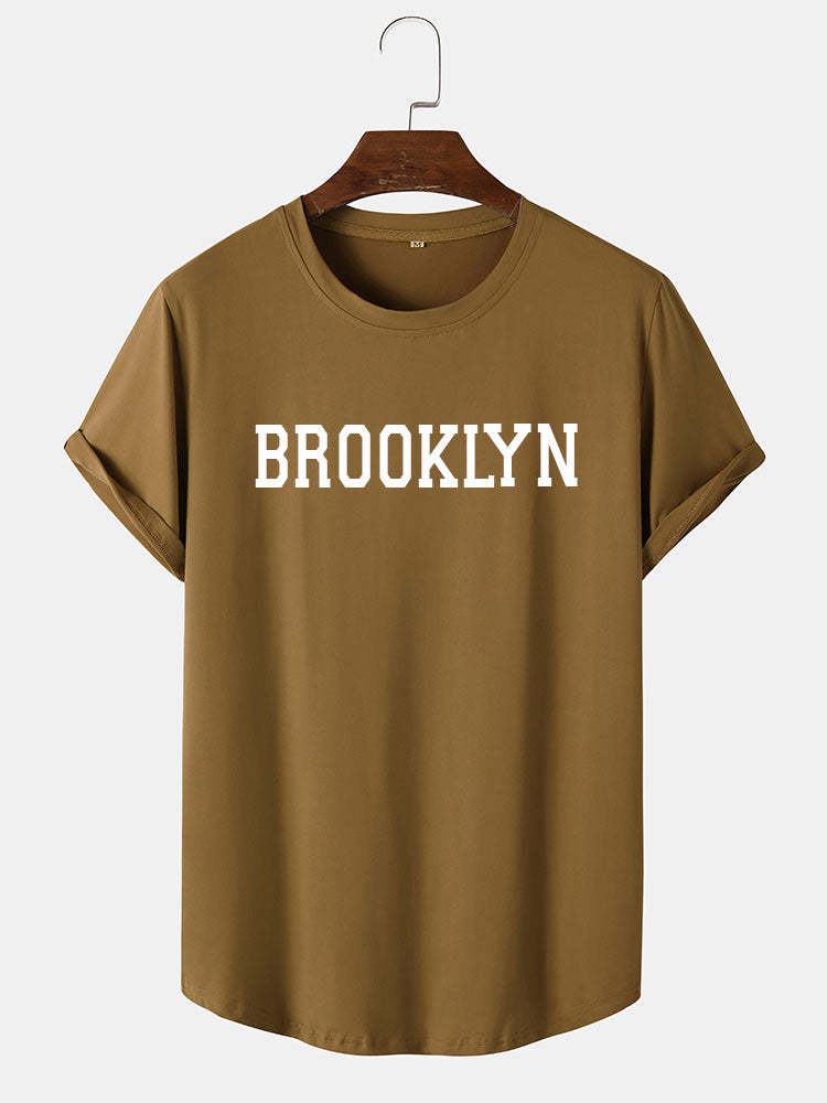 Brooklyn Letter Print T-Shirt-Vacay Outfit