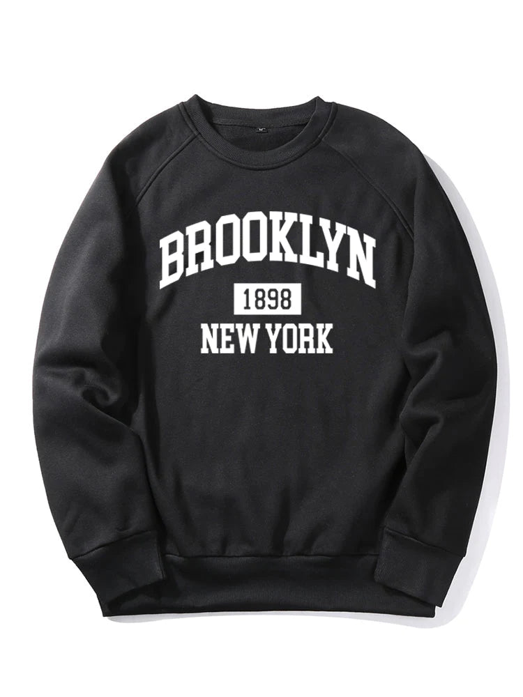 Brooklyn New York Letter Print Sweatshirt-Vacay Outfit
