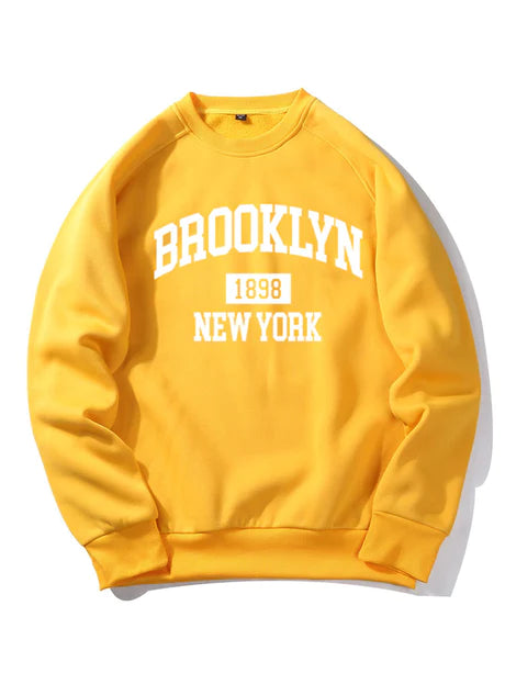 Brooklyn New York Letter Print Sweatshirt-Vacay Outfit
