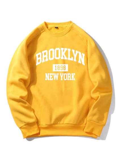 Brooklyn New York Letter Print Sweatshirt-Vacay Outfit