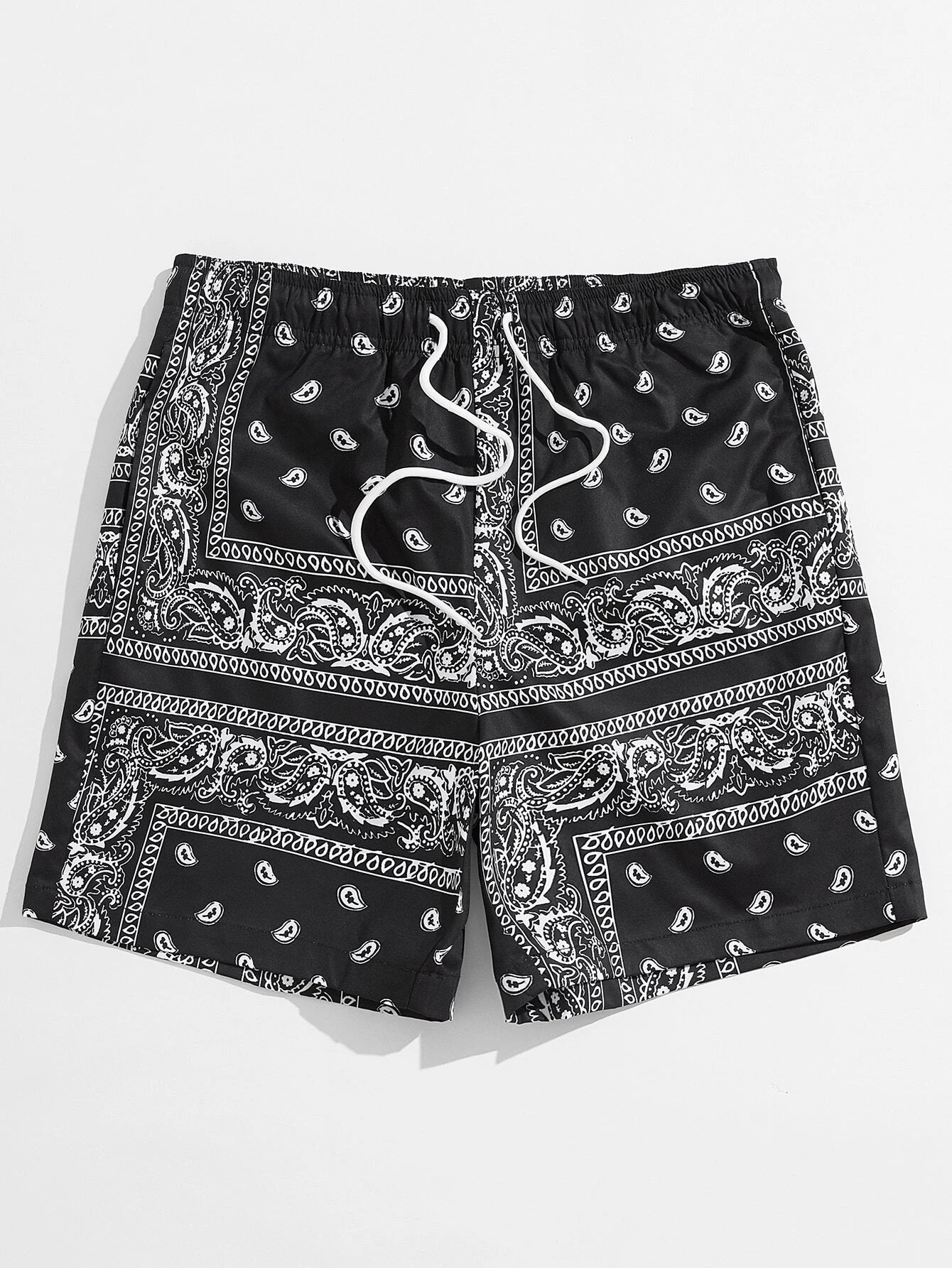 Bandana Print Casual Shorts-Vacay Outfit