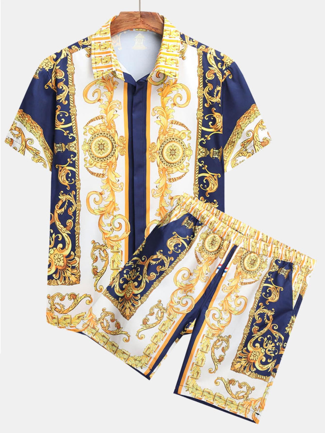 Baroque Print Azure Set-Vacay Outfit