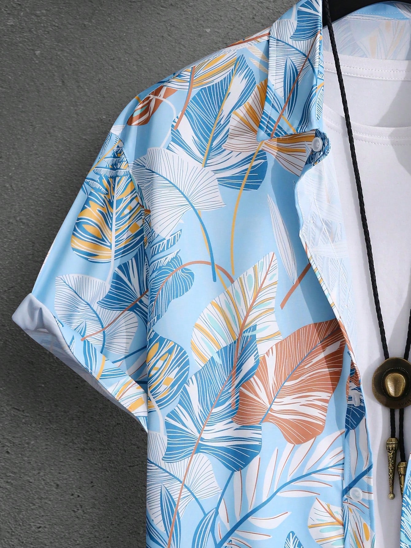 Leaf Print Short Sleeve Shirt And Shorts Set-Vacay Outfit