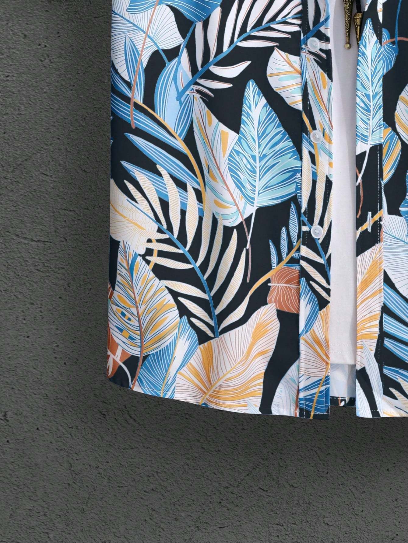 Leaf Print Short Sleeve Shirt And Shorts Set-Vacay Outfit