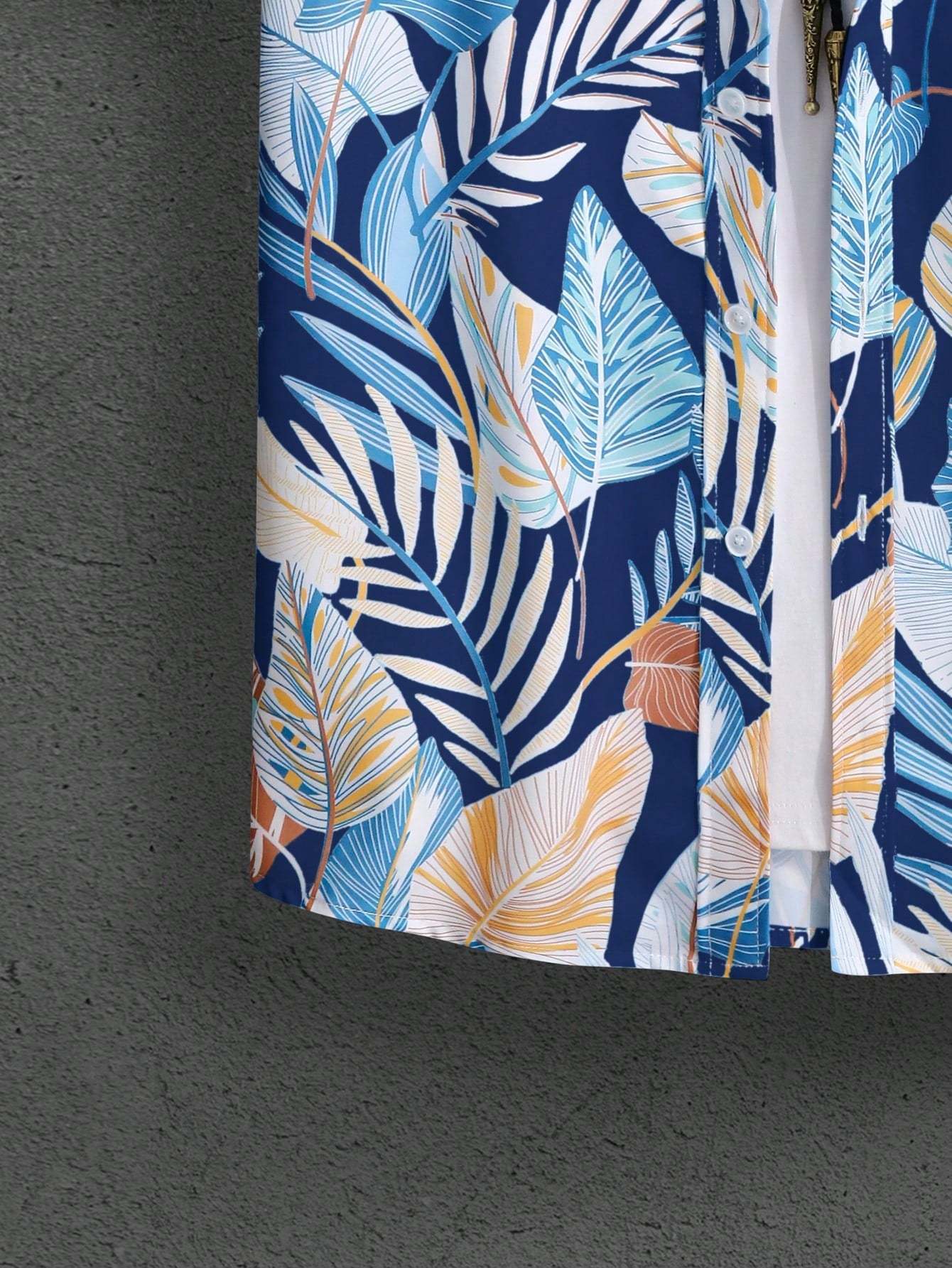 Leaf Print Short Sleeve Shirt And Shorts Set-Vacay Outfit