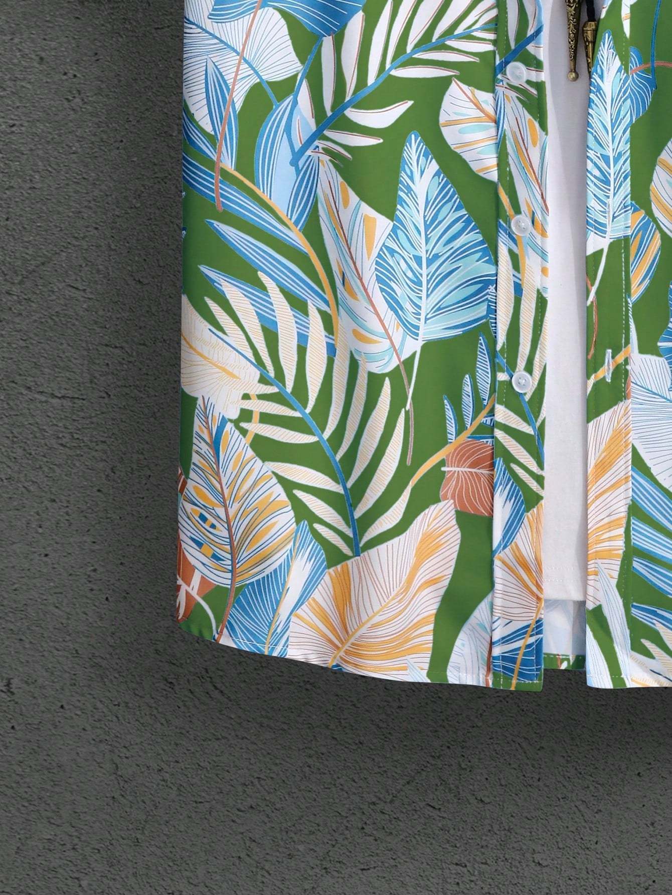 Botanical Pattern Short Sleeved Shirt And Shorts Ensemble-Vacay Outfit