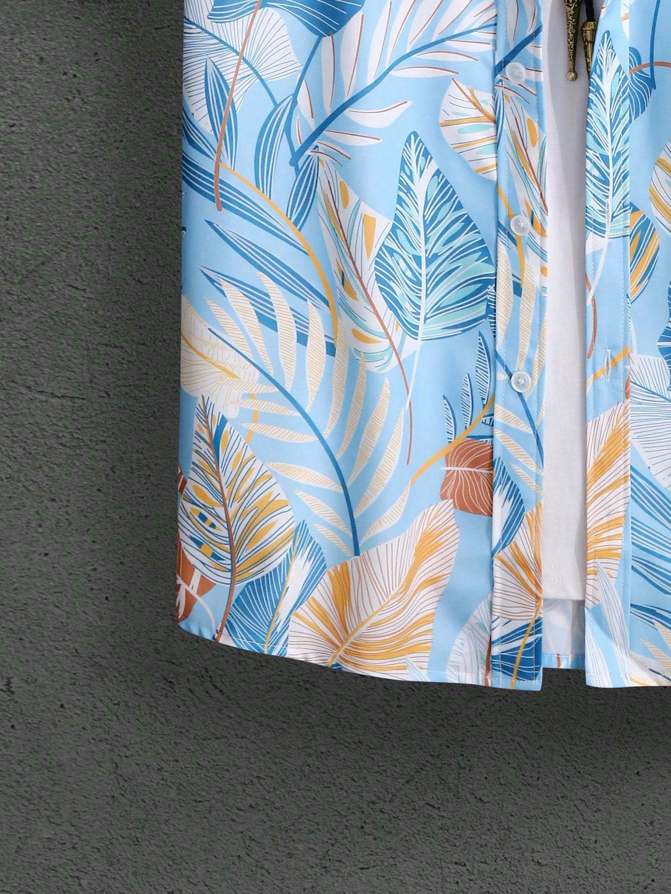 Leaf Print Short Sleeve Shirt And Shorts Set-Vacay Outfit