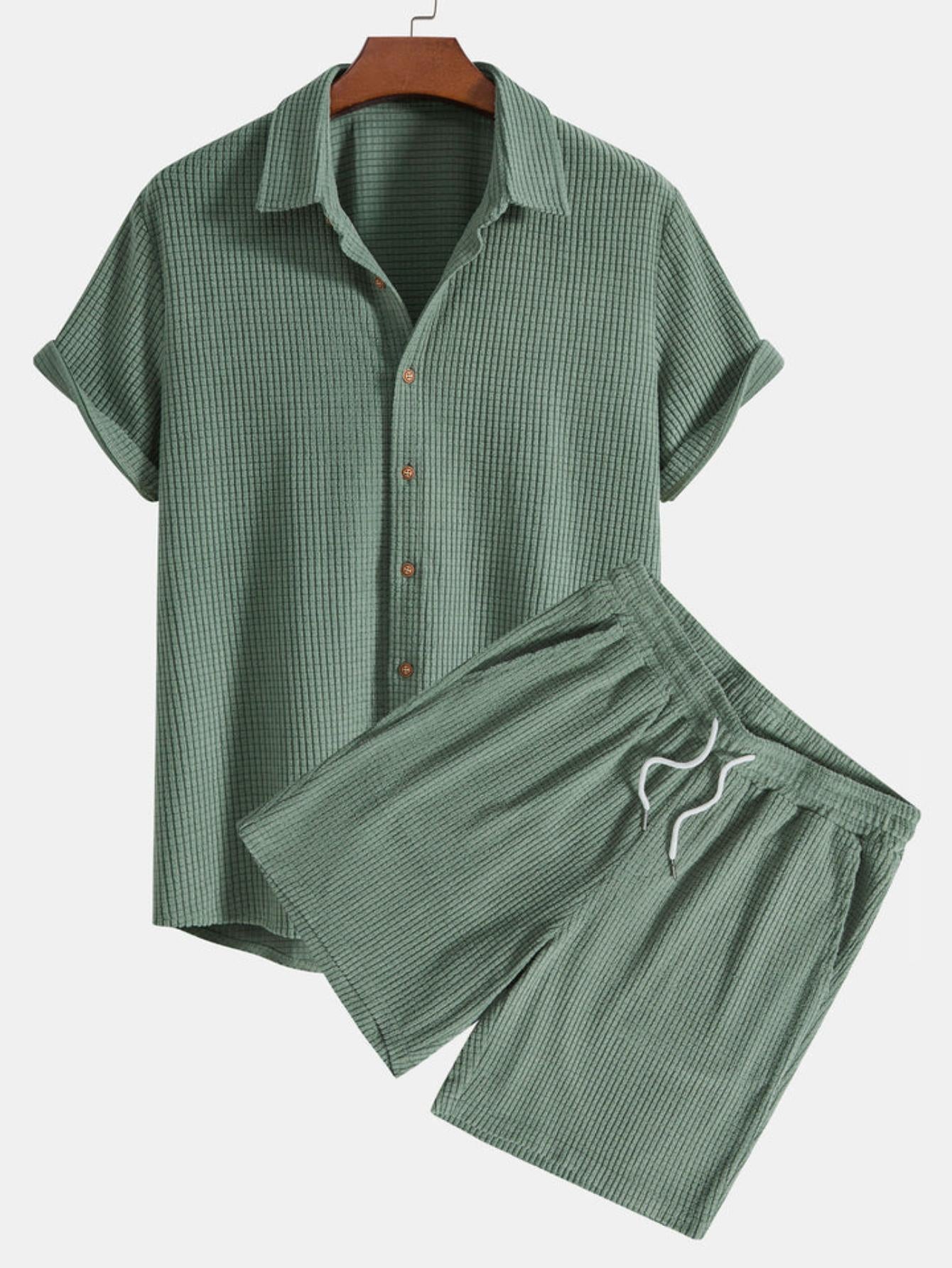 Button Up Cotton Lounge Set-Vacay Outfit