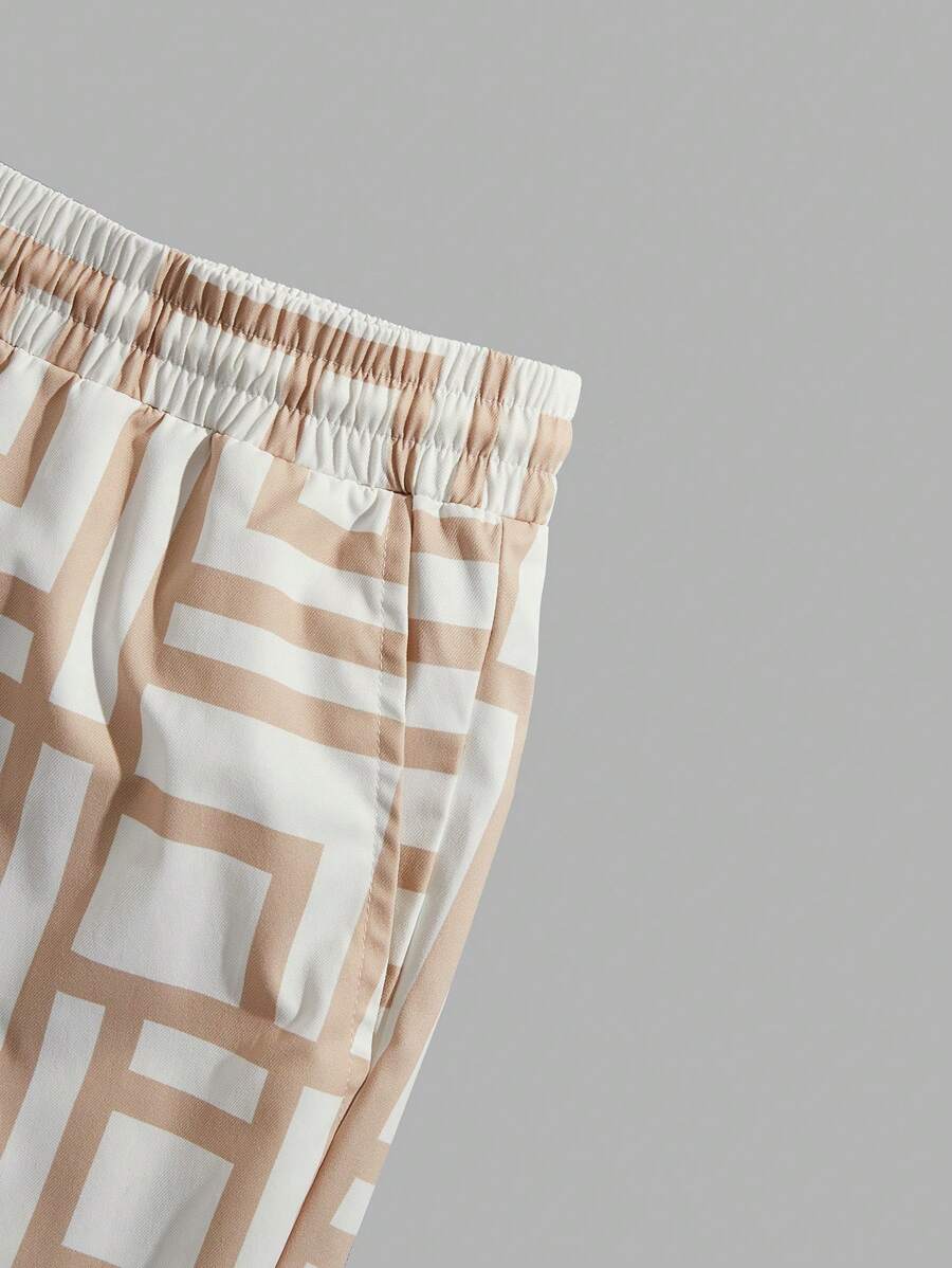 Cartoon Printed Knitted Tshirt And Woven Shorts Set-Vacay Outfit