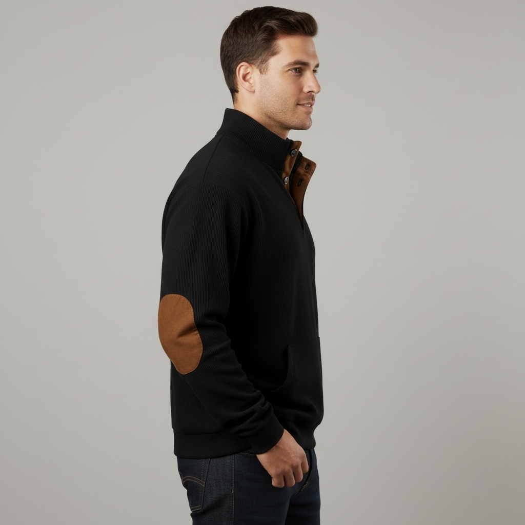 Casual Stand Collar Quarter Fall Metal Button Pullover Sweaters