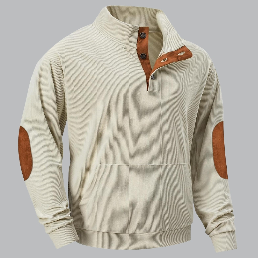 Casual Stand Collar Quarter Fall Metal Button Pullover Sweaters