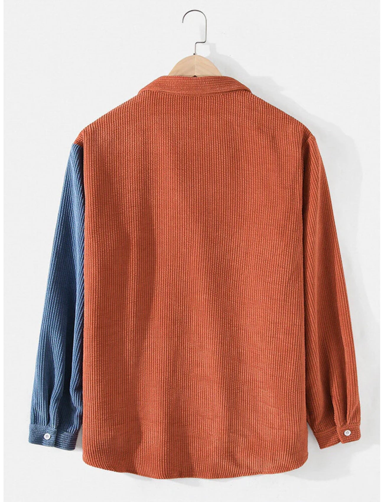 Casual Two Tone Corduroy Button Up Shirt-Vacay Outfit