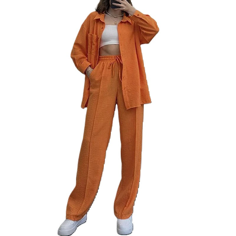 Women 2 Piece Button Down Shirt and High Waisted Pant Set-Vacay Outfit