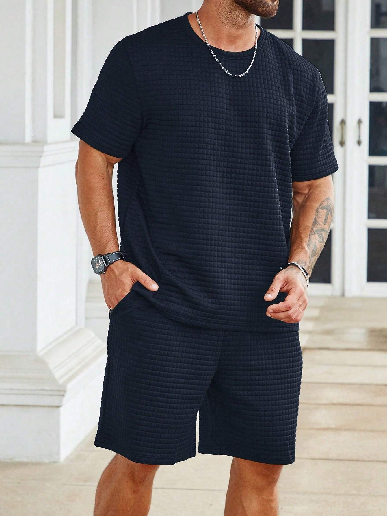 Casual T Shirt And Drawstring Shorts Ensemble-Vacay Outfit