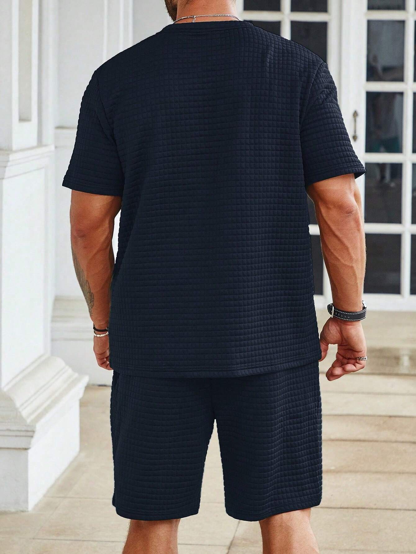 Casual T Shirt And Drawstring Shorts Ensemble-Vacay Outfit