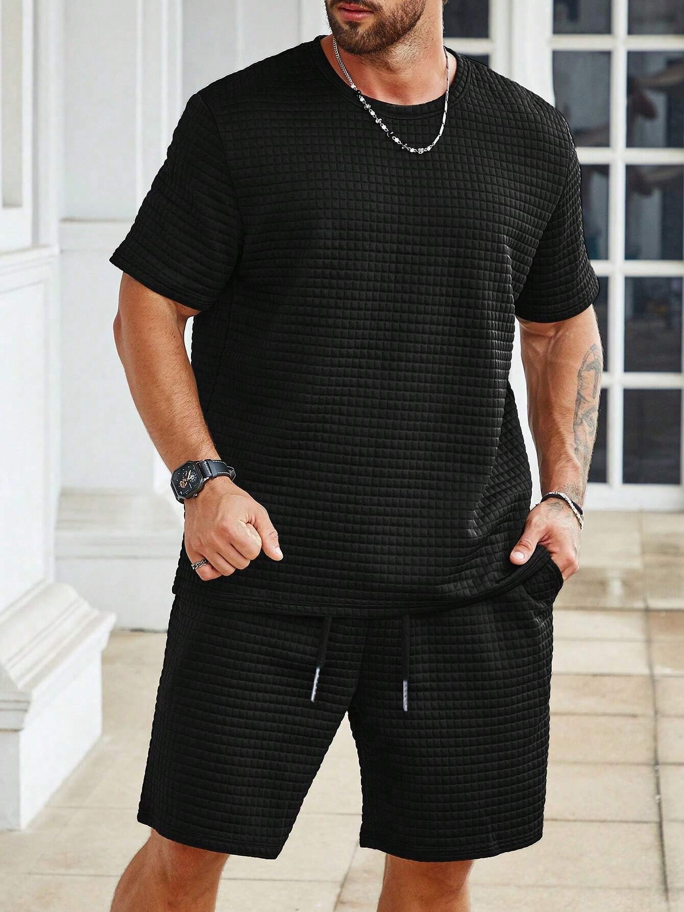 Casual T Shirt And Drawstring Shorts Ensemble-Vacay Outfit