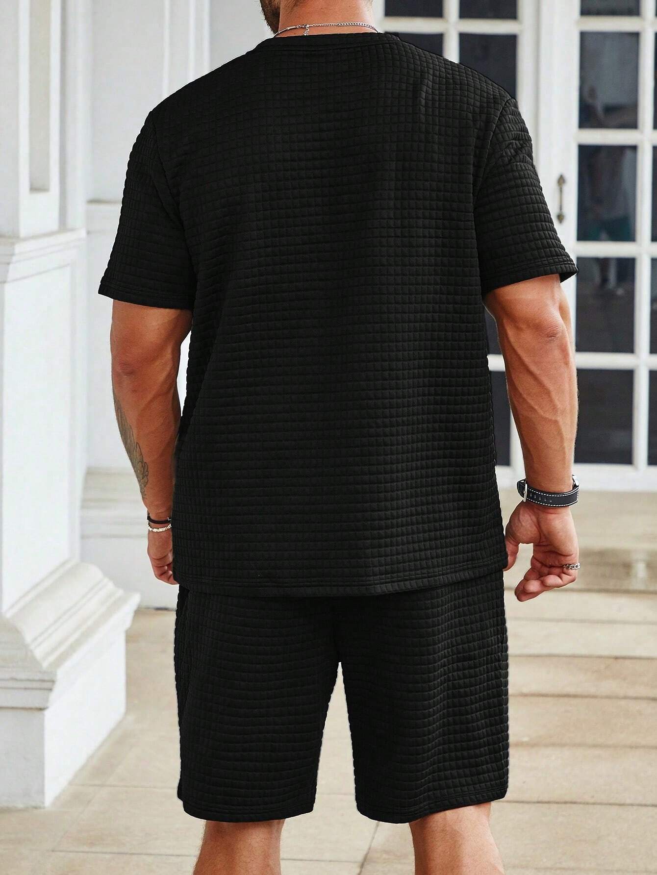 Casual T Shirt And Drawstring Shorts Ensemble-Vacay Outfit