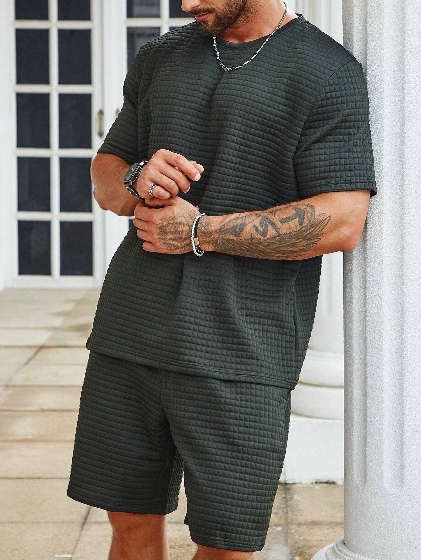 Casual T Shirt And Drawstring Shorts Ensemble-Vacay Outfit