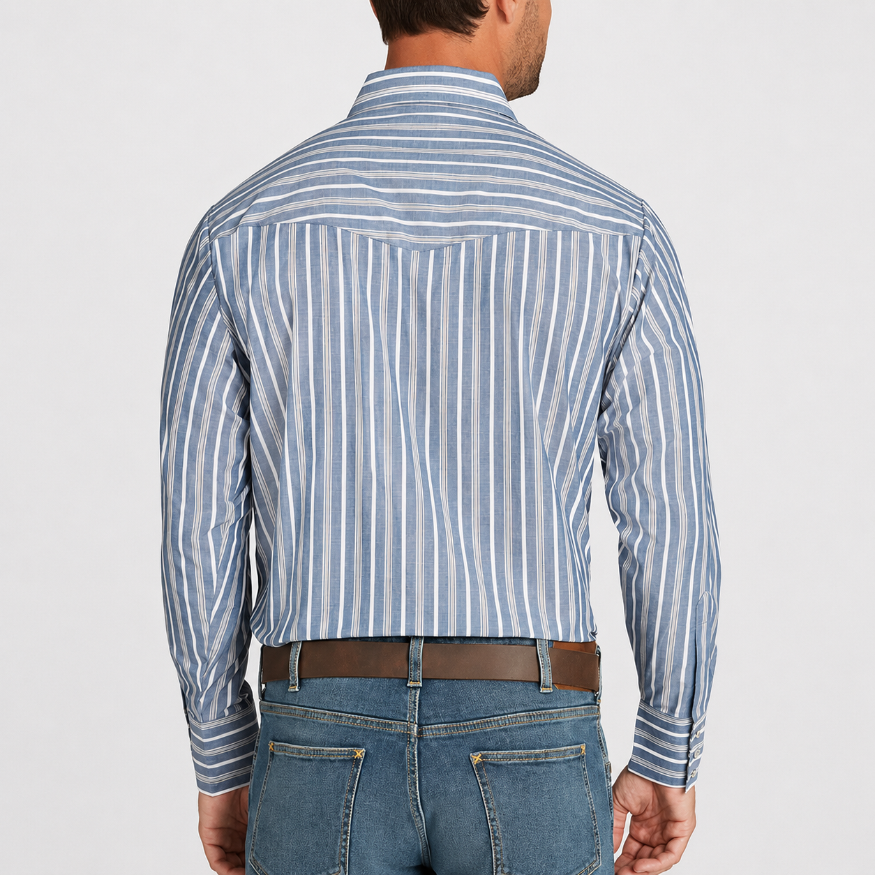 Casual Long Sleeve Striped Shirt For Men With Pockets