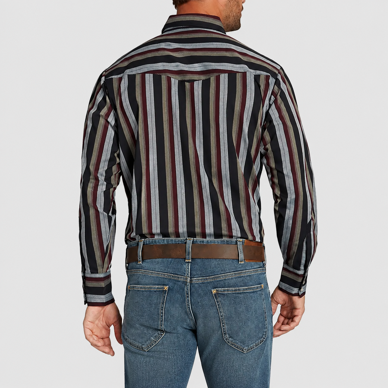 Casual Long Sleeve Striped Shirt For Men With Pockets